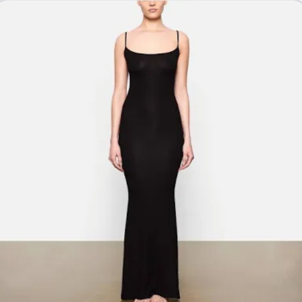 Skims Soft Lounge Long Slip Dress - onyx